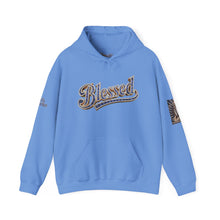 Load image into Gallery viewer, 💎✨ Royalty “Blessed” Luxe Hoodie – Blue‑Diamond, Gold &amp; Platinum‑Infused ✨💎 Unisex Heavy Blend™ Hooded Sweatshirt