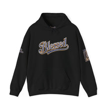Load image into Gallery viewer, 💎✨ Royalty “Blessed” Luxe Hoodie – Blue‑Diamond, Gold &amp; Platinum‑Infused ✨💎 Unisex Heavy Blend™ Hooded Sweatshirt