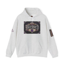 Load image into Gallery viewer, Royal “Blessed” Purple‑Diamond Luxe Hoodie v2 – Gold &amp; Platinum‑Infused✨💜 Unisex Heavy Blend™ Hooded Sweatshirt