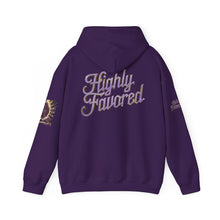Load image into Gallery viewer, Royal “Blessed” Purple‑Diamond Luxe Hoodie v3 – Gold &amp; Platinum‑Infused✨💜 Unisex Heavy Blend™ Hooded Sweatshirt