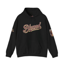 Load image into Gallery viewer, Royal Roy “Blessed” Red‑Diamond Luxe Hoodie – Gold &amp; Platinum‑Infused ✨🔴 - Unisex Hooded Sweatshirt
