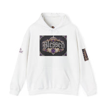 Load image into Gallery viewer, Royal “Blessed” Purple‑Diamond Luxe Hoodie v2 – Gold &amp; Platinum‑Infused✨💜 Unisex Heavy Blend™ Hooded Sweatshirt