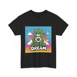 Green Dream Care Bear Tee: Good Vibes with Cannabis Leaf Design