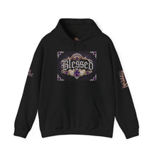Load image into Gallery viewer, Royal “Blessed” Purple‑Diamond Luxe Hoodie v2 – Gold &amp; Platinum‑Infused✨💜 Unisex Heavy Blend™ Hooded Sweatshirt