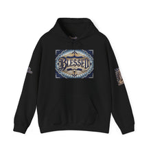 Load image into Gallery viewer, 💎✨ Royalty “Blessed” Luxe Hoodie – Blue‑Diamond v2, Gold &amp; Platinum‑Infused ✨💎 Unisex Heavy Blend™ Hooded Sweatshirt