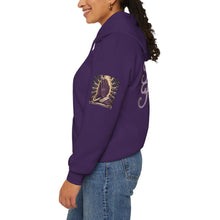 Load image into Gallery viewer, Royal “Blessed” Purple‑Diamond Luxe Hoodie v2 – Gold &amp; Platinum‑Infused✨💜 Unisex Heavy Blend™ Hooded Sweatshirt
