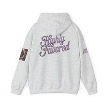 Load image into Gallery viewer, Royal “Blessed” Purple‑Diamond Luxe Hoodie v3 – Gold &amp; Platinum‑Infused✨💜 Unisex Heavy Blend™ Hooded Sweatshirt