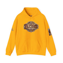 Load image into Gallery viewer, Royal Roy “Blessed” Red‑Diamond Luxe Hoodie v2 – Gold &amp; Platinum‑Infused ✨🔴 - Unisex Hooded Sweatshirt