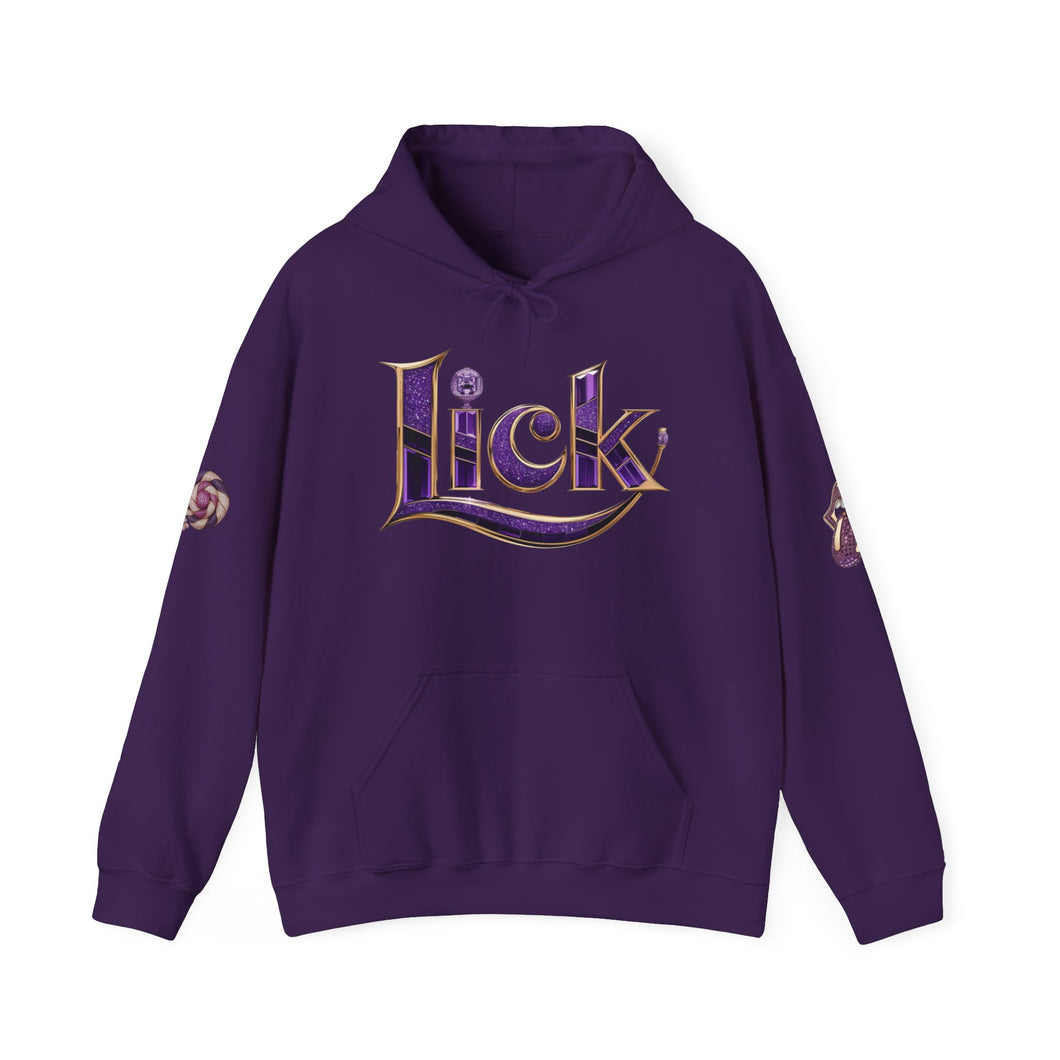 Royalty Lick‑Candy Hoodie – Purple Diamond Bling, Gold & Platinum Accents – Sassy Streetwear Statement - Sweet & Playful Unisex Hooded Sweatshirt