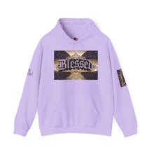 Load image into Gallery viewer, Royal “Blessed” Purple‑Diamond Luxe Hoodie v3 – Gold &amp; Platinum‑Infused✨💜 Unisex Heavy Blend™ Hooded Sweatshirt
