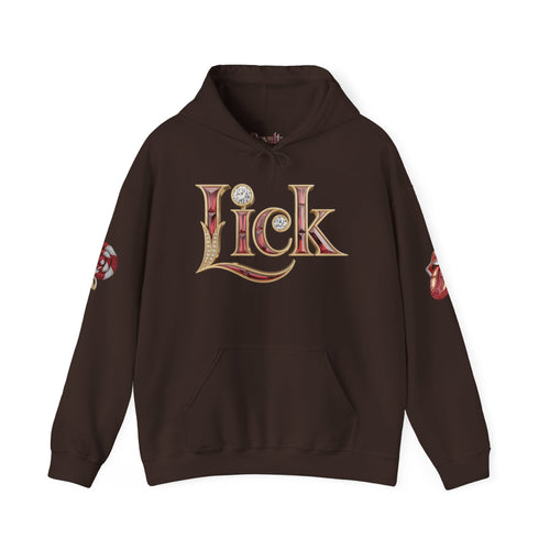 Royalty Red Lick‑Candy Hoodie – Ruby‑Red Diamond Blaze, Gold & Platinum Accents – Ultra‑Bold Street‑Style Statement - Unisex Hooded Sweatshirt