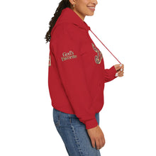 Load image into Gallery viewer, Royal Roy “Blessed” Red‑Diamond Luxe Hoodie – Gold &amp; Platinum‑Infused ✨🔴 - Unisex Hooded Sweatshirt