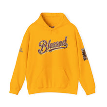 Load image into Gallery viewer, Royal Roy “Blessed” Red‑Diamond Luxe Hoodie – Gold &amp; Platinum‑Infused ✨🔴 - Unisex Hooded Sweatshirt