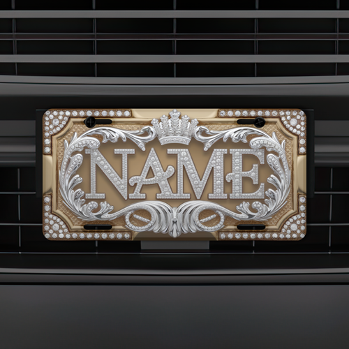 🔥 Luxury Custom 3D Diamond & Gold or Platinum Effect License Plate - Personalized Opulence for Your Supercar, Printed on Aircraft Aluminum (Design Consult Included)