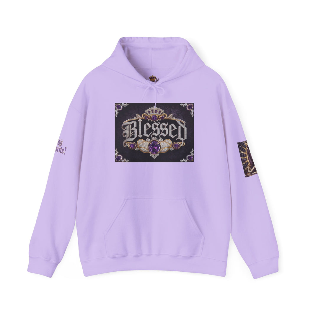 Royal “Blessed” Purple‑Diamond Luxe Hoodie v2 – Gold & Platinum‑Infused✨💜 Unisex Heavy Blend™ Hooded Sweatshirt
