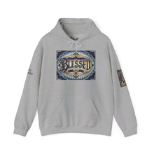 Load image into Gallery viewer, 💎✨ Royalty “Blessed” Luxe Hoodie – Blue‑Diamond v2, Gold &amp; Platinum‑Infused ✨💎 Unisex Heavy Blend™ Hooded Sweatshirt