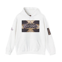 Load image into Gallery viewer, Royal “Blessed” Purple‑Diamond Luxe Hoodie v3 – Gold &amp; Platinum‑Infused✨💜 Unisex Heavy Blend™ Hooded Sweatshirt