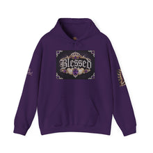 Load image into Gallery viewer, Royal “Blessed” Purple‑Diamond Luxe Hoodie v2 – Gold &amp; Platinum‑Infused✨💜 Unisex Heavy Blend™ Hooded Sweatshirt