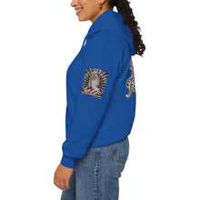 Load image into Gallery viewer, 💎✨ Royalty “Blessed” Luxe Hoodie – Blue‑Diamond, Gold &amp; Platinum‑Infused ✨💎 Unisex Heavy Blend™ Hooded Sweatshirt