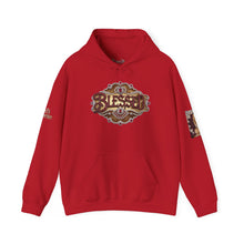 Load image into Gallery viewer, Royal Roy “Blessed” Red‑Diamond Luxe Hoodie v2 – Gold &amp; Platinum‑Infused ✨🔴 - Unisex Hooded Sweatshirt